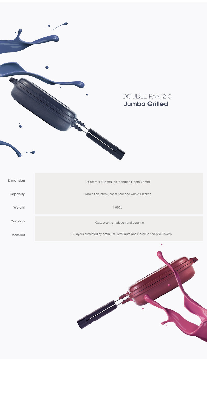Happycall Double Pan 2.0 (Detachable) Jumbo Grill - Pink